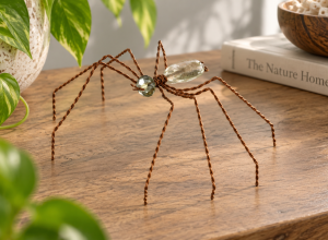 Repurposed Copper Wire And Bead Spider Figure